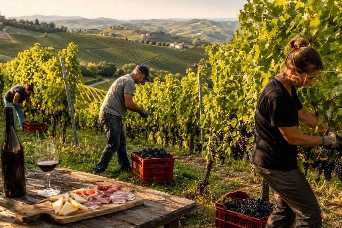 Vendemmia e degustazione tra i vigneti dell’Oltrepò Pavese ad agosto