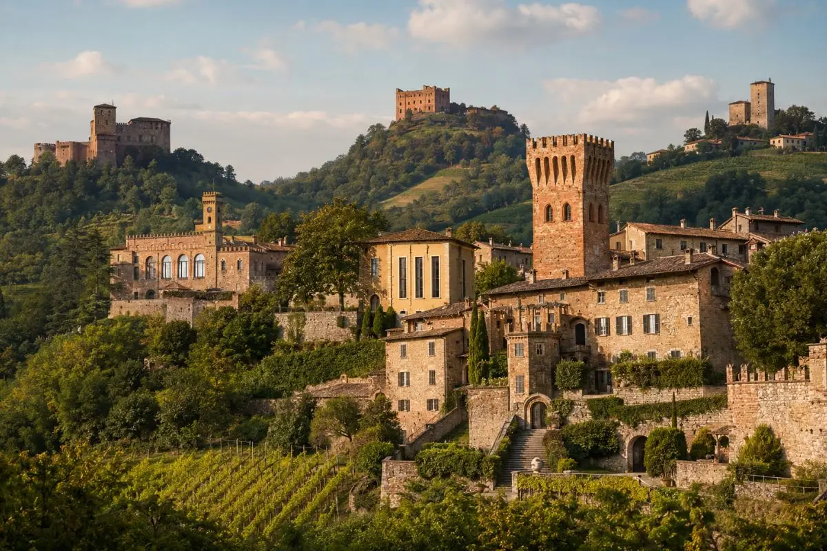 Castelli e torri medievali tra le colline e i vigneti dell’Oltrepò Pavese