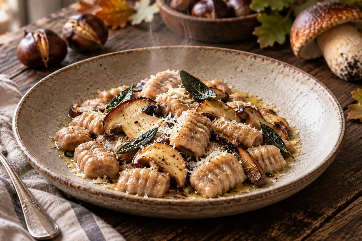 Gnocchi di castagne con funghi porcini, ricetta autunnale ispirata ai sapori dell'Alto Oltrepò Pavese